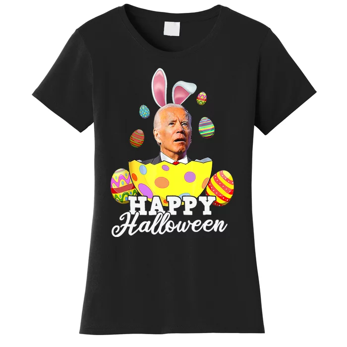 Funny Joe Biden Happy Halloween Confused Easter Biden Bunny Women's T-Shirt