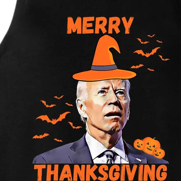 Funny Joe Biden Confused Merry Thanksgiving Happy Halloween Ladies Tri-Blend Wicking Tank