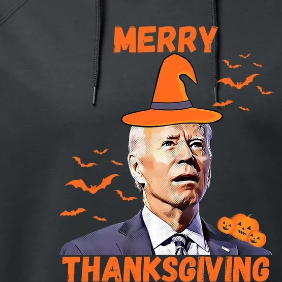 Funny Joe Biden Confused Merry Thanksgiving Happy Halloween Performance Fleece Hoodie