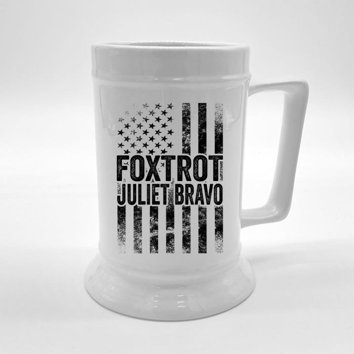 Foxtrot Juliet Bravo Lets Go Brandon Fjb Anti Biden Front & Back Beer Stein