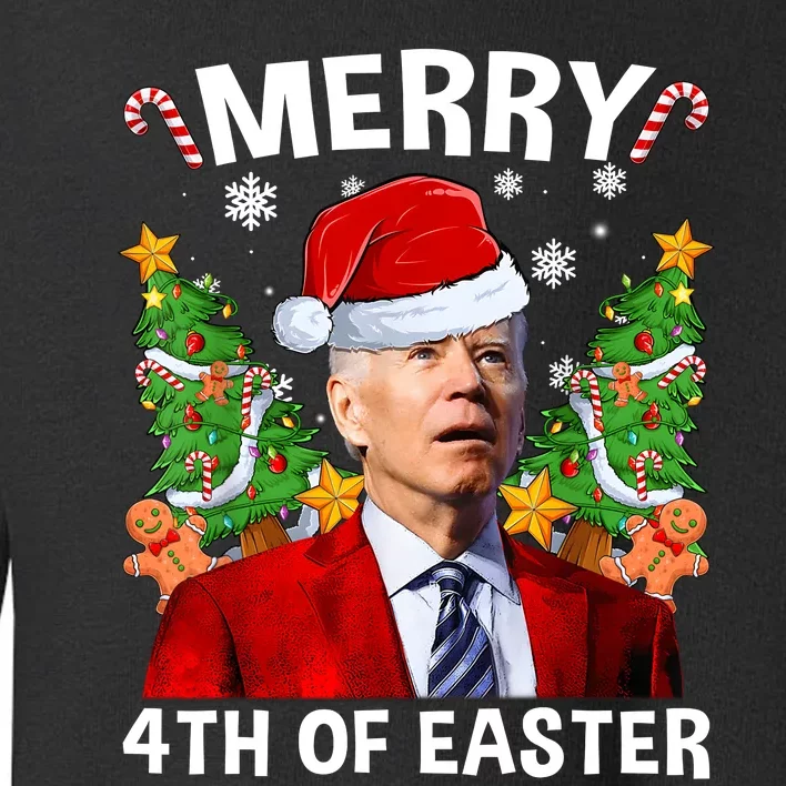 Funny Joe Biden Christmas Santa Hat Merry 4th Of Easter Xmas Toddler Sweatshirt