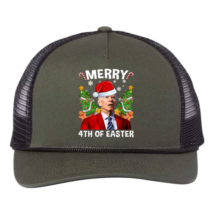 Funny Joe Biden Christmas Santa Hat Merry 4th Of Easter Xmas Retro Rope Trucker Hat Cap