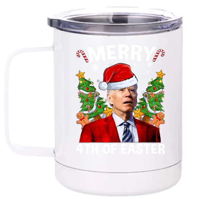 Funny Joe Biden Christmas Santa Hat Merry 4th Of Easter Xmas Front & Back 12oz Stainless Steel Tumbler Cup