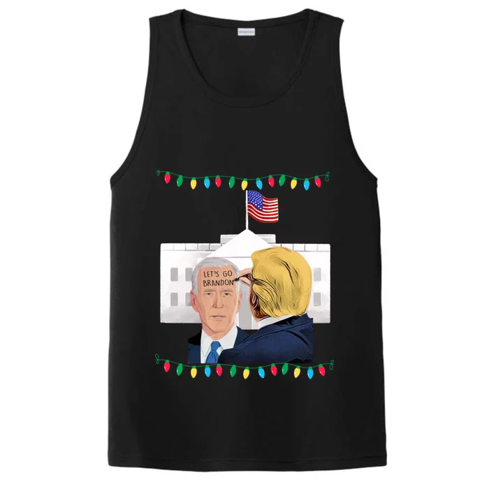 Funny Joe Biden LetS Go Brandon Ugly Christmas Sweater Performance Tank