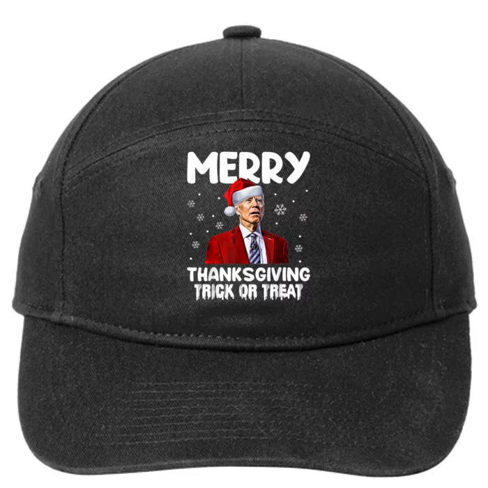 Funny Joe Biden Merry Thanksgiving Trick Or Treat 7-Panel Snapback Hat