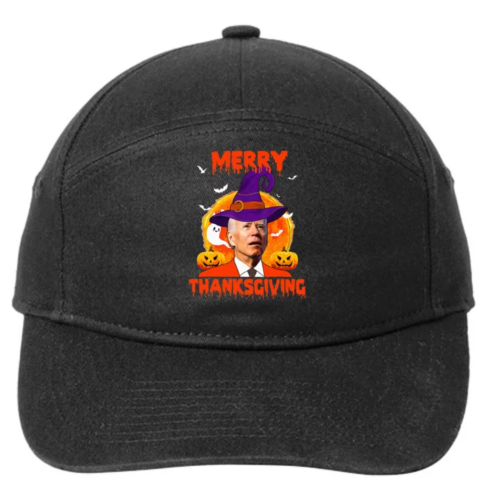 Funny Joe Biden Merry Thanksgiving Confused Happy Halloween 7-Panel Snapback Hat