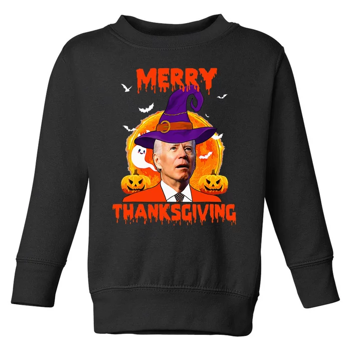 Funny Joe Biden Merry Thanksgiving Confused Happy Halloween Toddler Sweatshirt