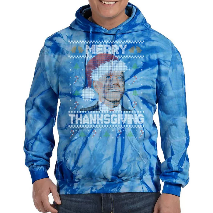 Funny Joe Biden Merry Thanksgiving Ugly Christmas Gift Tie Dye Hoodie