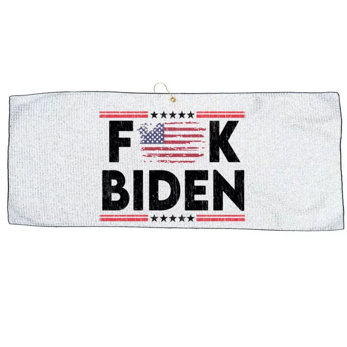 Fuck Joe Biden Funny Anti Democrat Us Flag Distressed Fuck Joe Biden Large Microfiber Waffle Golf Towel