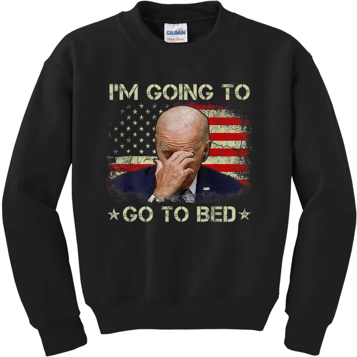 Funny Joe Biden I’m Going To Go To Bed Anti Biden Liberal Kids Sweatshirt