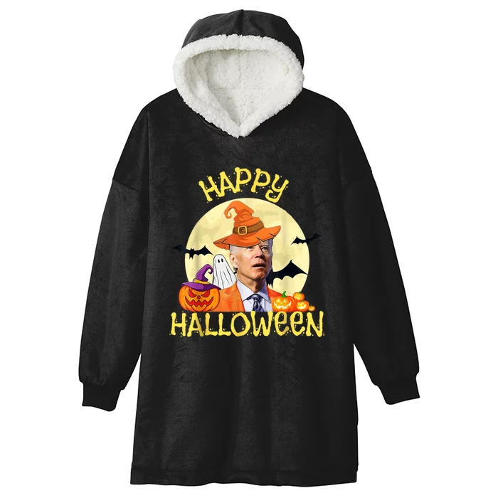 Funny Joe Biden Happy Halloween Trick Or Treat Hooded Wearable Blanket