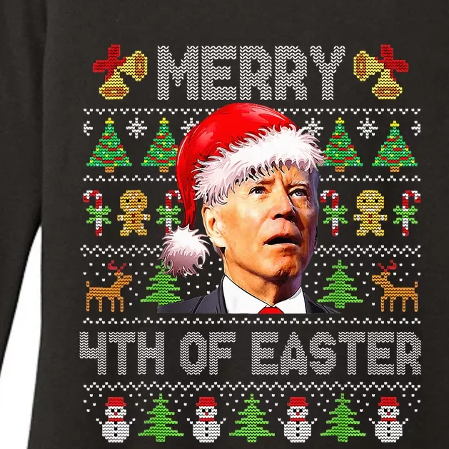 Funny Joe Biden Merry 4th Of Easter Ugly Christmas Sweater Womens CVC Long Sleeve Shirt