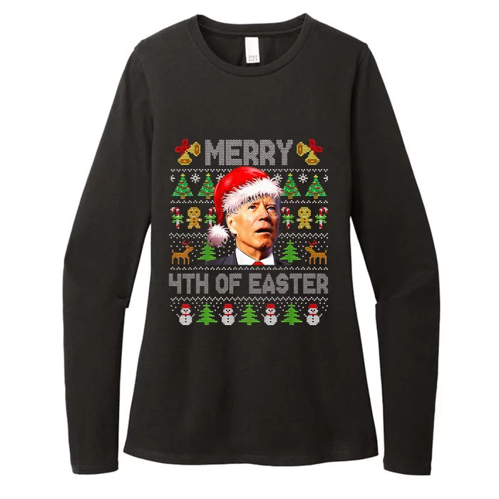 Funny Joe Biden Merry 4th Of Easter Ugly Christmas Sweater Womens CVC Long Sleeve Shirt