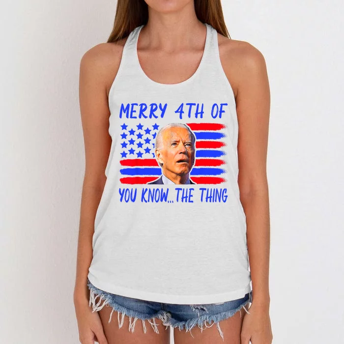 Funny Joe Biden Happy 4th Of July Women's Knotted Racerback Tank