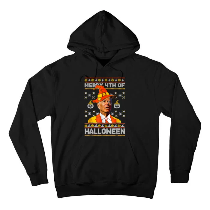 Funny Joe Biden Merry 4th Of Halloween Costume Scary Pumpkin Tall Hoodie