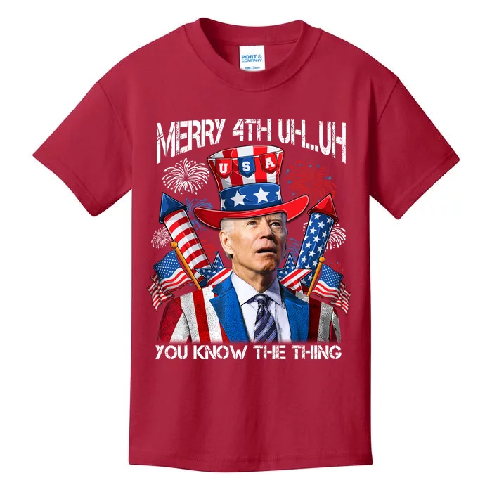 Funny Joe Biden 4th Of July Merry 4th Uh You Know The Thing Kids T-Shirt