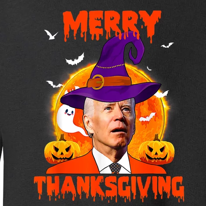 Funny Joe Biden Merry Thanksgiving Confused Happy Halloween Toddler Sweatshirt