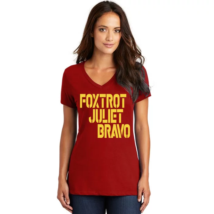 Foxtrot Juliet Bravo Women's V-Neck T-Shirt