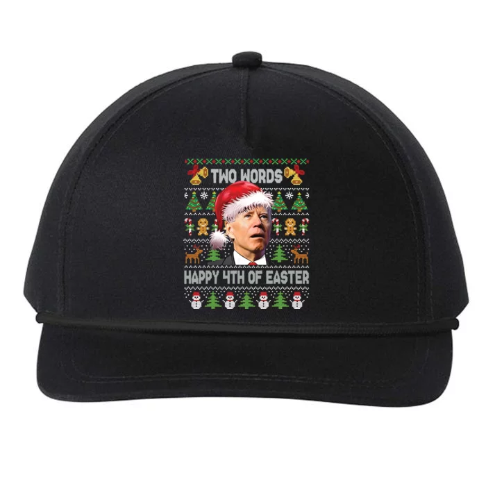 Funny Joe Biden Two Words Happy 4th Of Easter Christmas Snapback Five-Panel Rope Hat