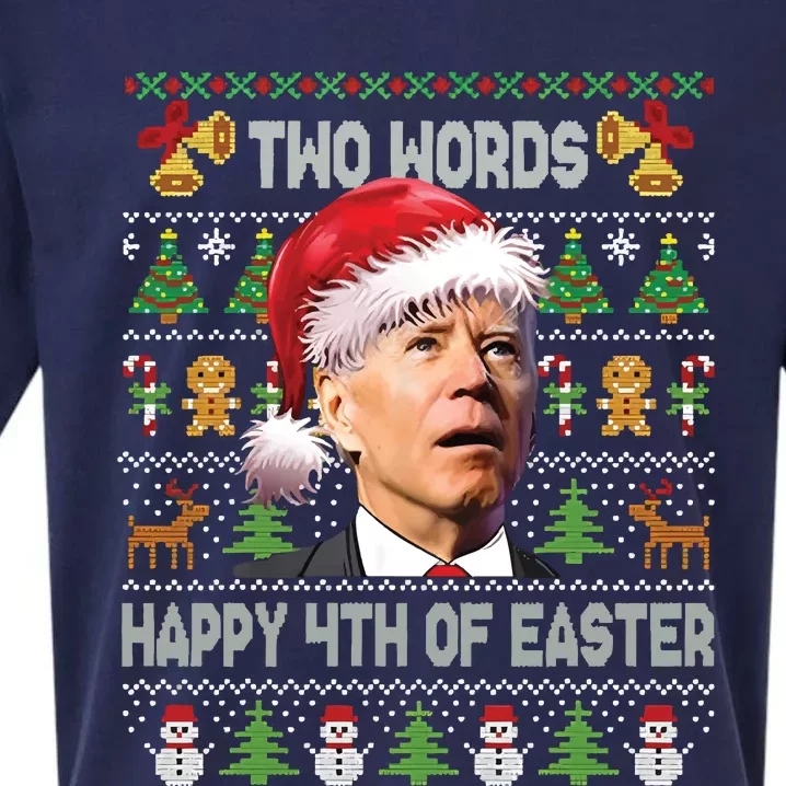 Funny Joe Biden Two Words Happy 4th Of Easter Christmas Sueded Cloud Jersey T-Shirt