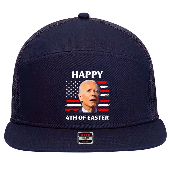 Funny Joe Biden Happy 4th Of Easter Confused 4th Of July 7 Panel Mesh Trucker Snapback Hat