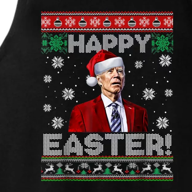 Funny Joe Biden Happy Easter Ugly Christmas Ladies Tri-Blend Wicking Tank