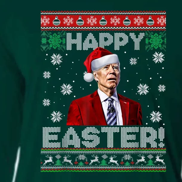 Funny Joe Biden Happy Easter Ugly Christmas Cooling Performance Long Sleeve Crew