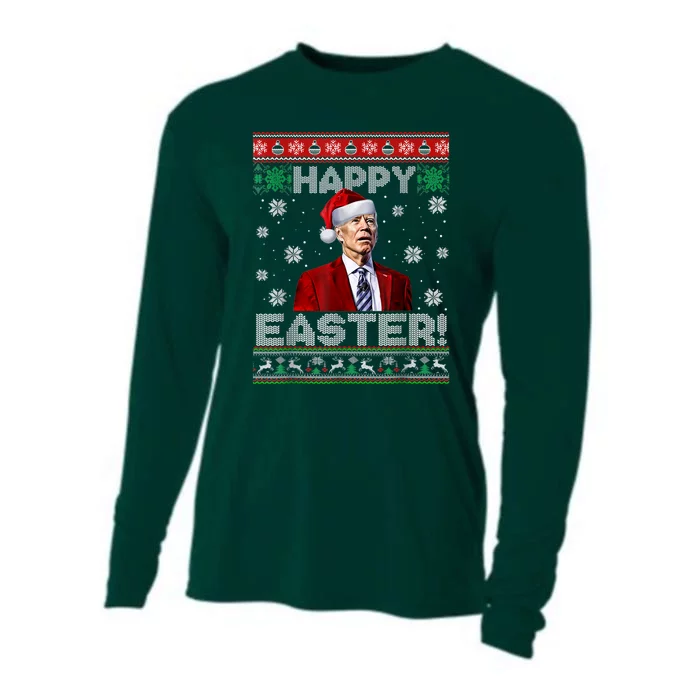 Funny Joe Biden Happy Easter Ugly Christmas Cooling Performance Long Sleeve Crew