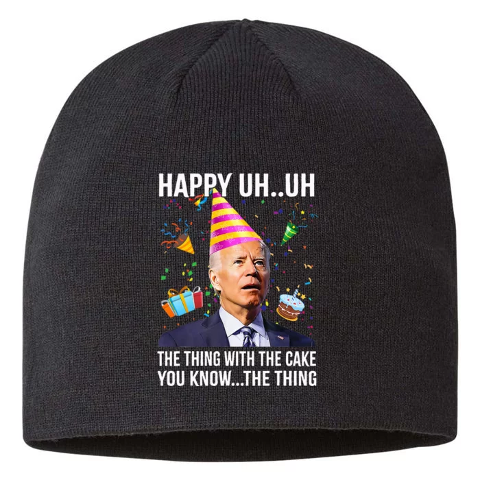 Funny Joe Biden Confused Happy Uh Uh Republican Birthday 8 1/2in Sustainable Knit Beanie