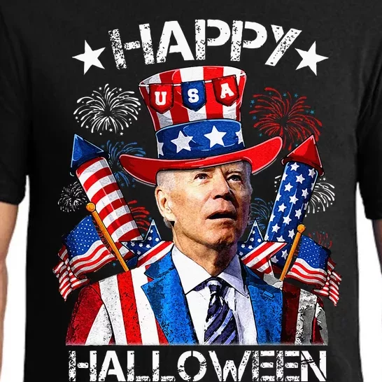 Funny Joe Biden 4th Of July Happy Halloween Firework Pajama Set