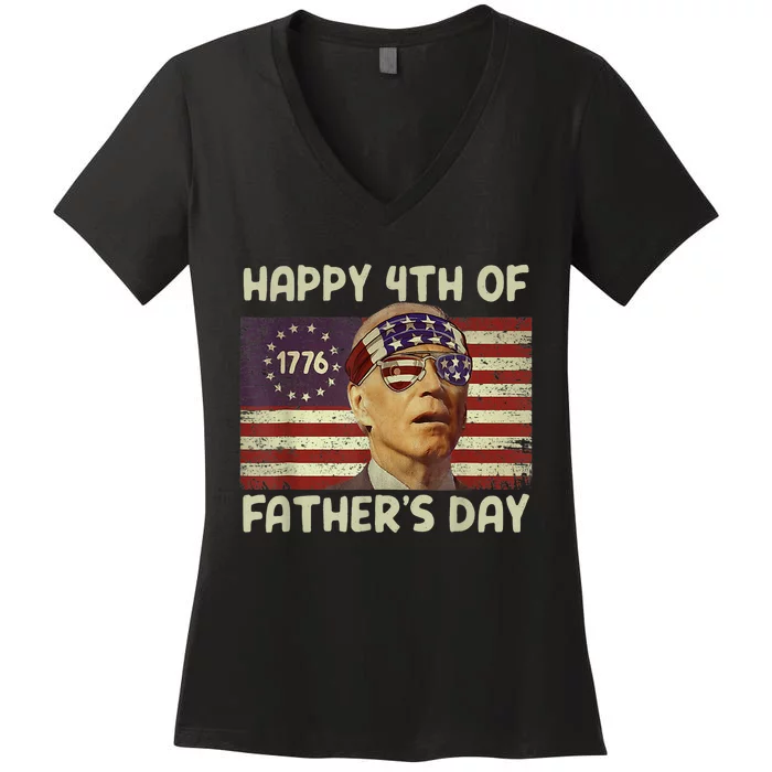 Funny Joe Biden Happy 4th Of Fathers Day Shirts 4th Of July Women's V-Neck T-Shirt