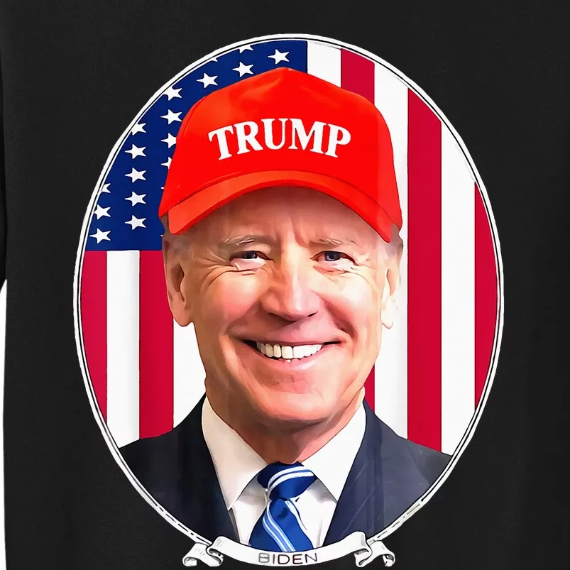 Funny Joe Biden Wearing Hat Trump Sweatshirt