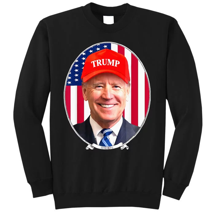 Funny Joe Biden Wearing Hat Trump Sweatshirt