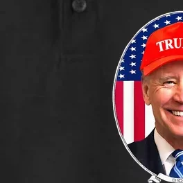 Funny Joe Biden Wearing Hat Trump Dry Zone Grid Performance Polo