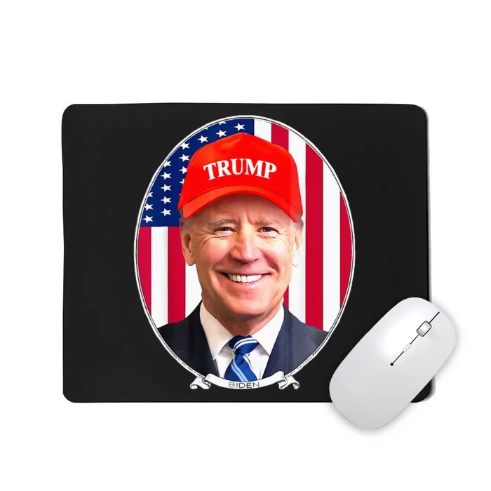 Funny Joe Biden Wearing Hat Trump Mousepad