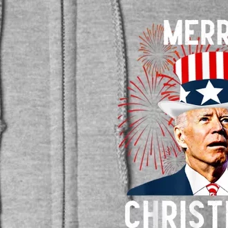 Funny Joe Biden Merry Christmas For Fourth Of July Full Zip Hoodie