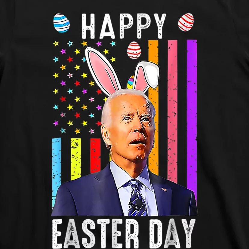 Funny Joe Biden With Bunny Ears Happy Easter Day Easter Eggs T-Shirt