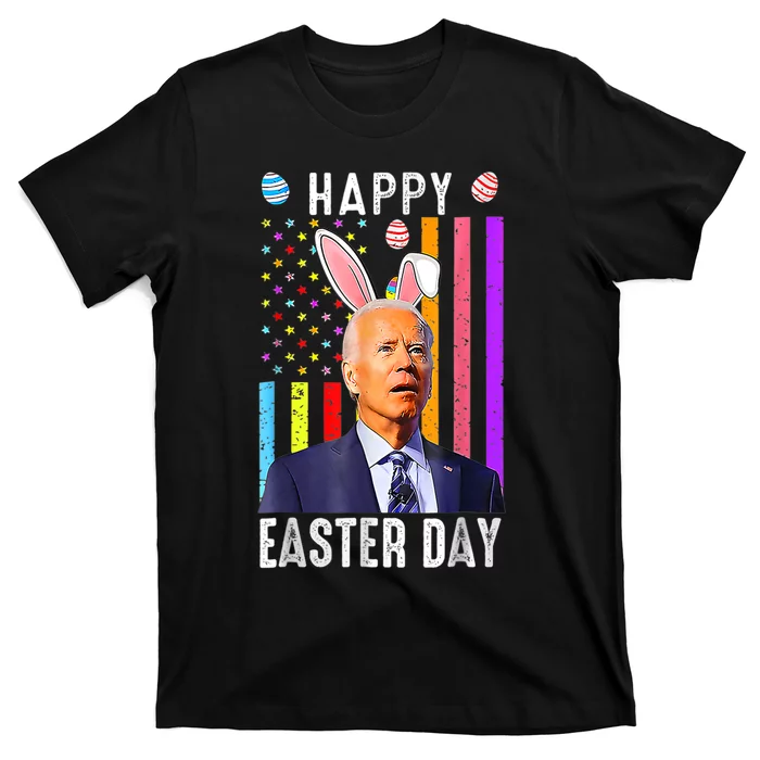 Funny Joe Biden With Bunny Ears Happy Easter Day Easter Eggs T-Shirt