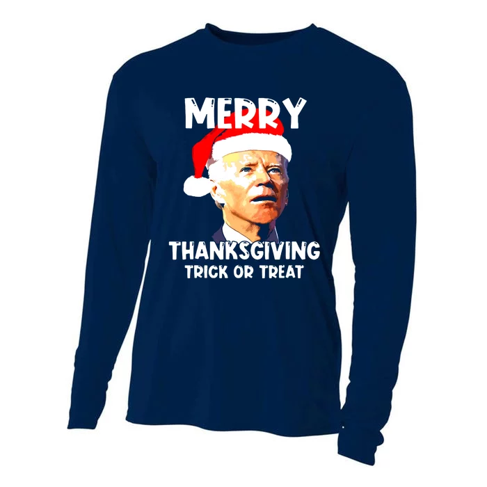 Funny Joe Biden Merry Thanksgiving Trick Or Treat Cooling Performance Long Sleeve Crew