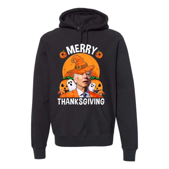 Funny Joe Biden Happy Halloween Merry Thanksgiving Premium Hoodie