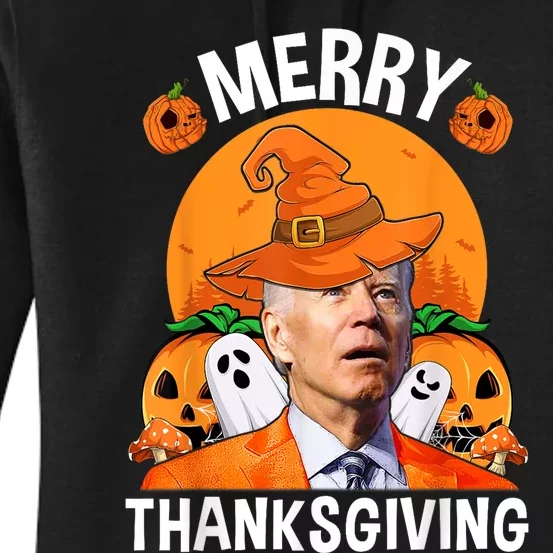 Funny Joe Biden Happy Halloween Merry Thanksgiving Women's Pullover Hoodie