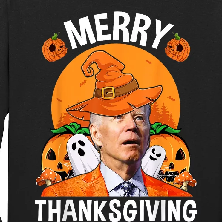 Funny Joe Biden Happy Halloween Merry Thanksgiving Tall Long Sleeve T-Shirt