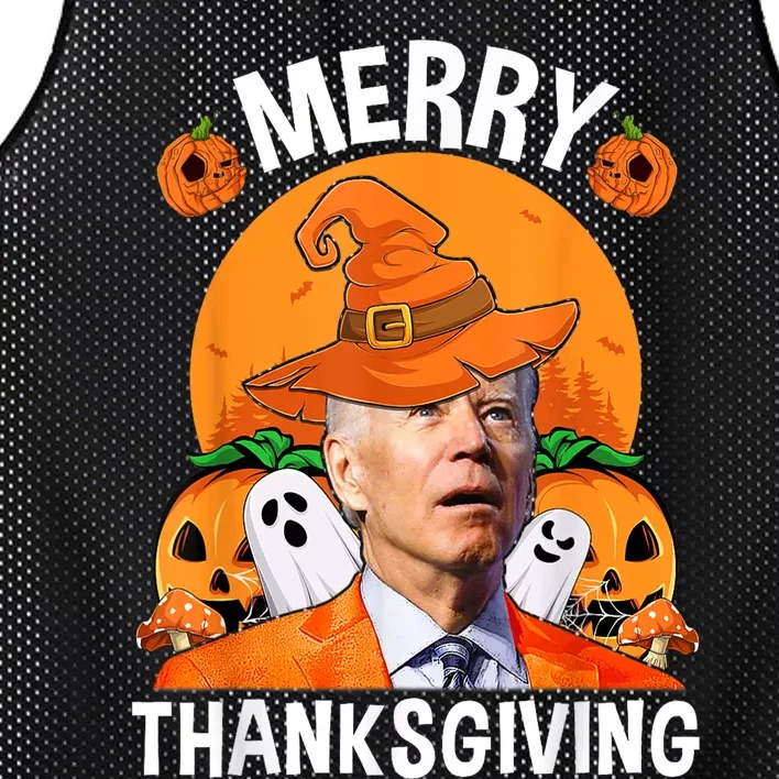 Funny Joe Biden Happy Halloween Merry Thanksgiving Mesh Reversible Basketball Jersey Tank