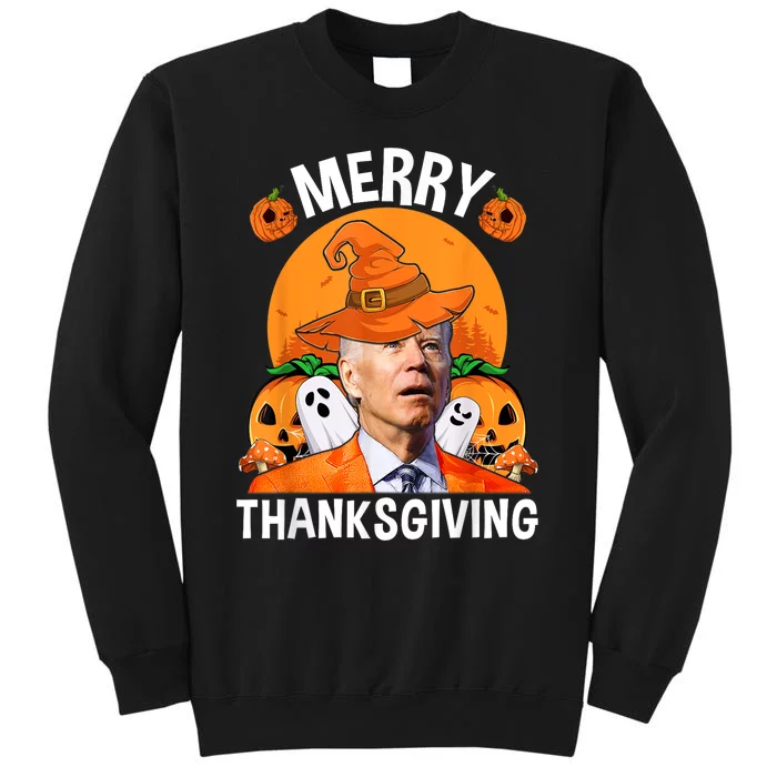 Funny Joe Biden Happy Halloween Merry Thanksgiving Tall Sweatshirt