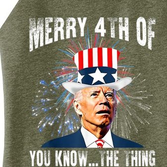Funny Joe Biden Merry 4th Of You Know..The Thing 4th Of July Funny Women’s Perfect Tri Rocker Tank