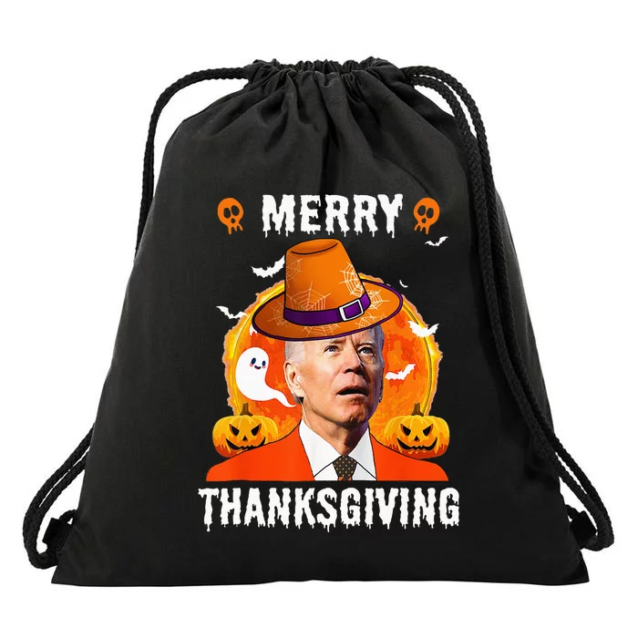 Funny Joe Biden Confused Merry Thanksgiving For Halloween Drawstring Bag