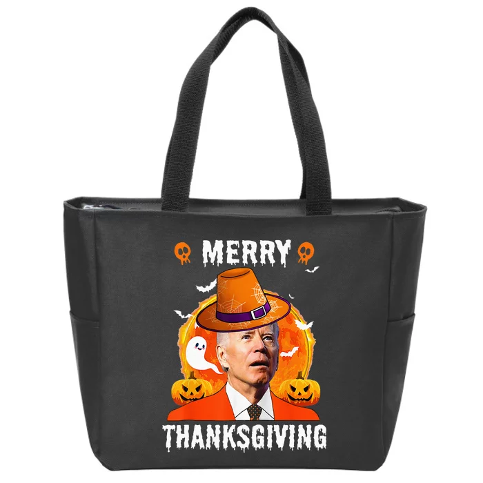 Funny Joe Biden Confused Merry Thanksgiving For Halloween Zip Tote Bag