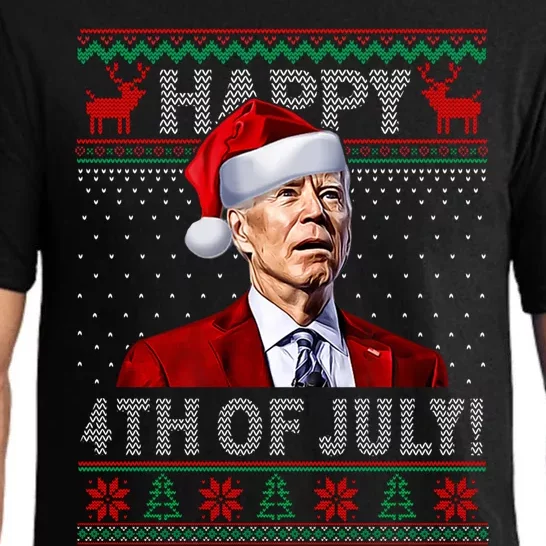 Funny Joe Biden Happy 4th Of July Ugly Christmas Sweater Gift Pajama Set