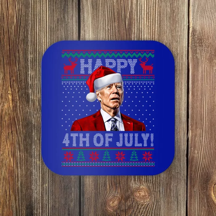 Funny Joe Biden Happy 4th Of July Ugly Christmas Sweater Gift Coaster