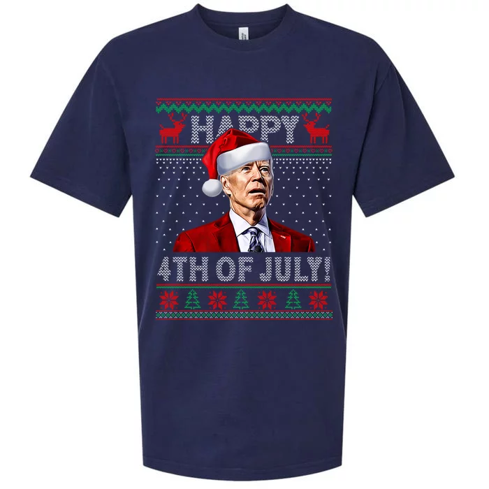 Funny Joe Biden Happy 4th Of July Ugly Christmas Sweater Gift Sueded Cloud Jersey T-Shirt